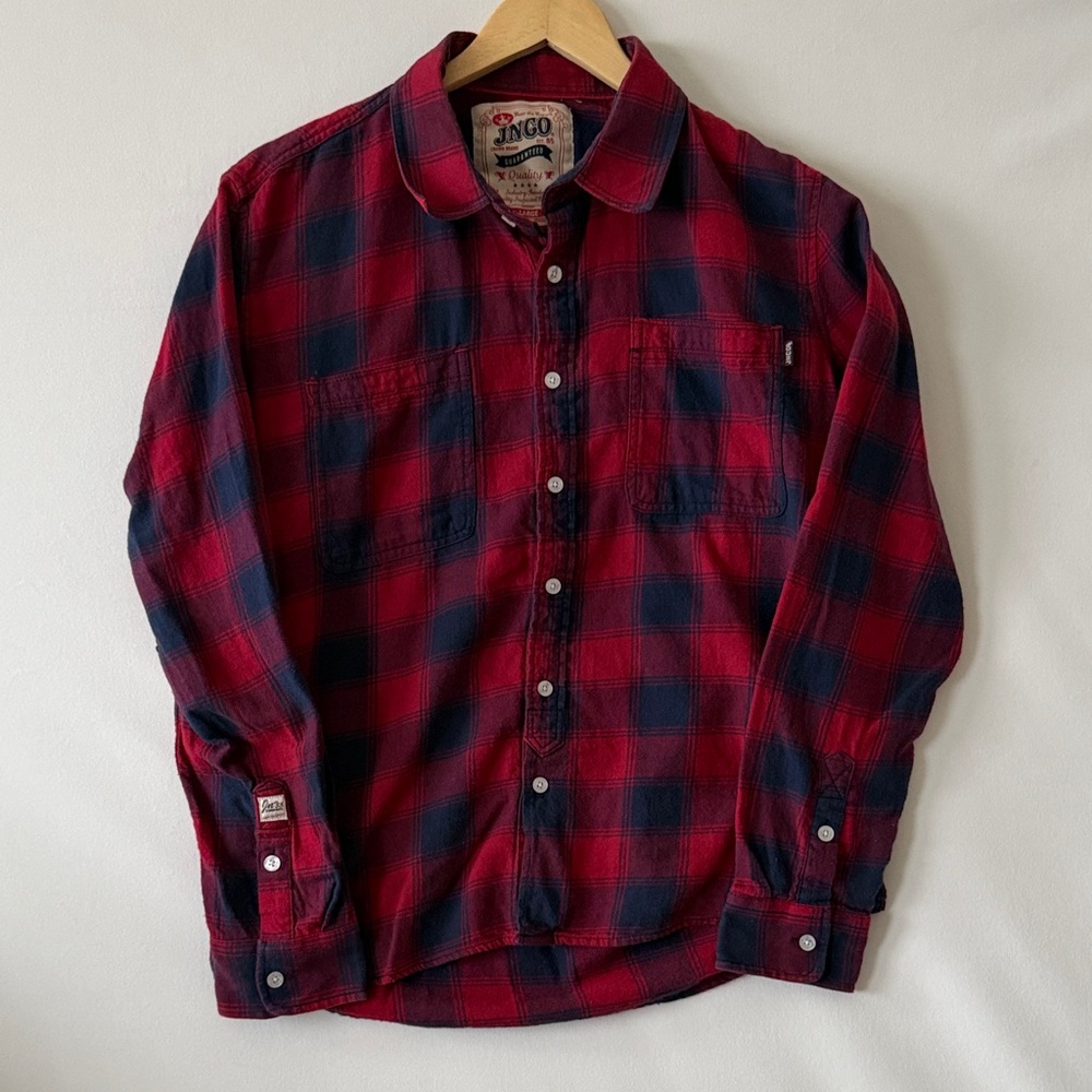 JNCO‎ Vtg. Plaid Flannel Lightweight Button Down Shirt Size Large